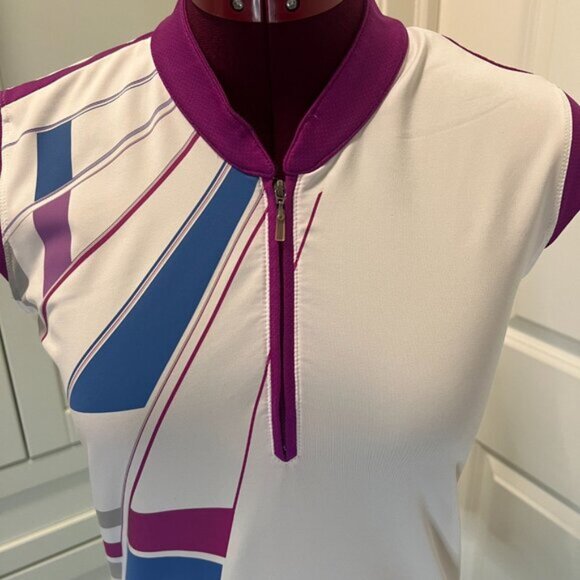 ADIDAS Climacool Stretch Women's Golf Polo Shirt Size Small Purple Blue White - Picture 2 of 15